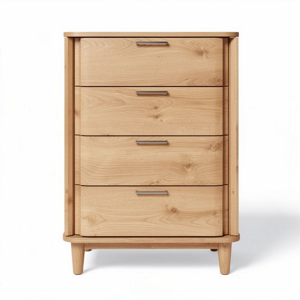 Cómoda de madera clara con tres cajones dimensiones 80 x 40 x 100cm