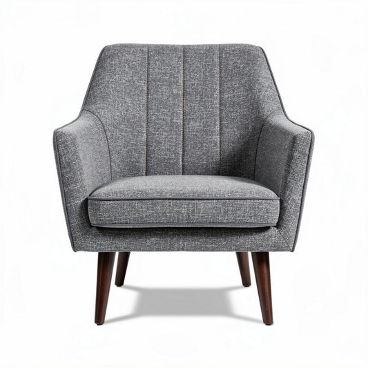 Sofá de tela gris con patas de madera de 70 x 80 x 80cm