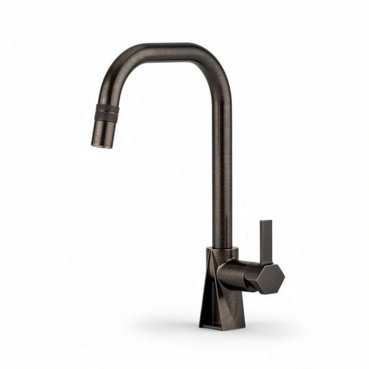 Grifo de cocina negro mate con caño alto 20 x 15 x 30cm