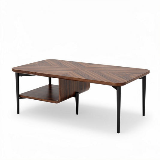 Mesa de café de madera y metal en color marrón 120 x 80 x 45cm